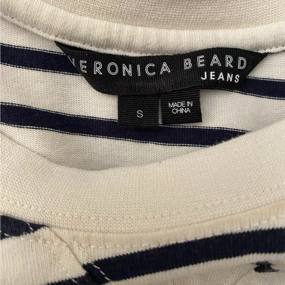 Veronica Beard Laszlo Long Sleeve Striped Crew Neck Tie Waist Size S - Picture 8 of 10